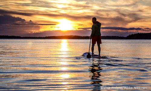 sunset over saimaa lake