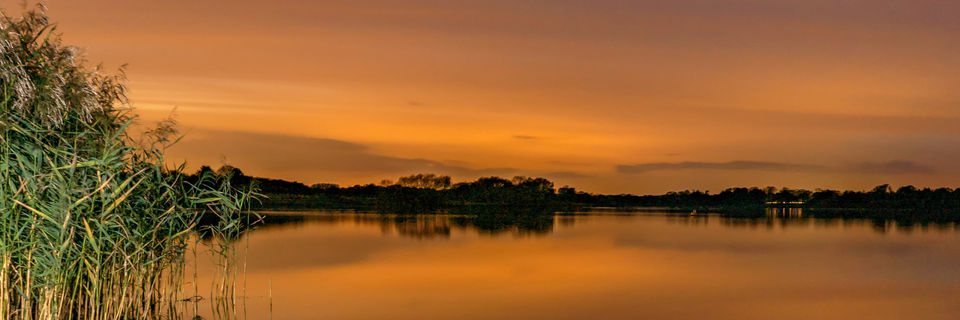 hornsea mere at sunset yorkshire
