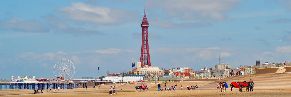 blackpool beach with blackpool tower in the distance