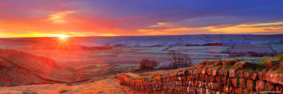 sunset over the northumberland national park