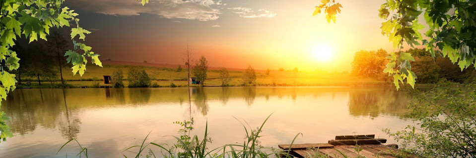 fishing lake at sunset