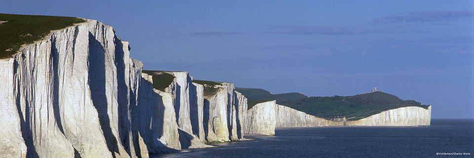 towering white cliffs along the Sussex coast