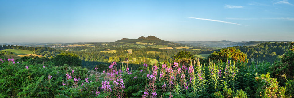 view in to the eildon hills in the scottish borders